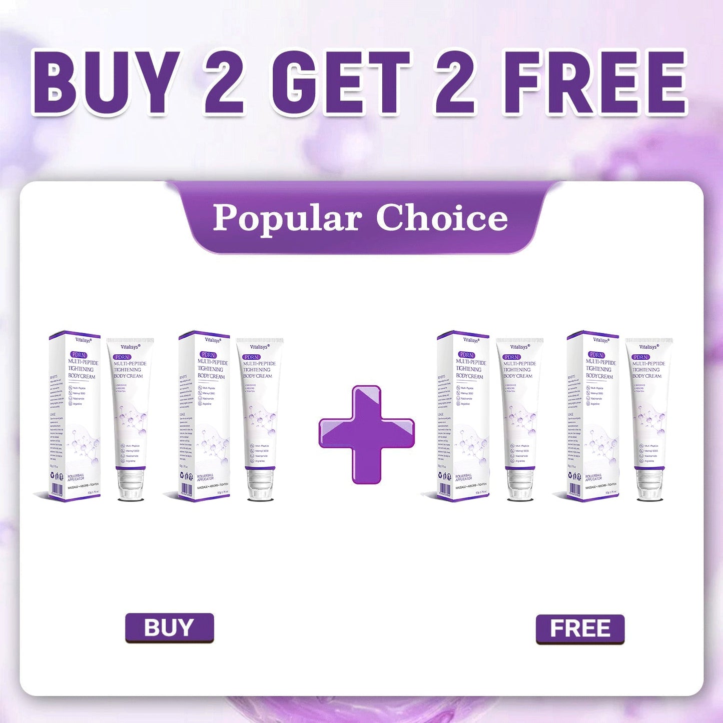 Vitalisys®🎉 PDRN Multi-Peptide Massaging Body Roller Cream- Anti-aging, Hydrating, Skin Firming & Lifting, Skin Repair, Even Tone, Acne and Dark Spot Treatment, Wart and Mole Removal, and Psoriasis Relief.