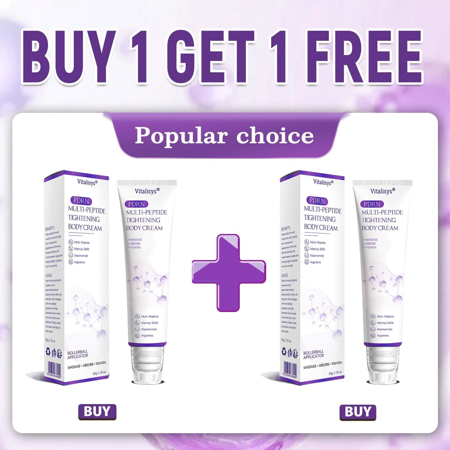 Vitalisys®🎉 PDRN Multi-Peptide Massaging Body Roller Cream- Anti-aging, Hydrating, Skin Firming & Lifting, Skin Repair, Even Tone, Acne and Dark Spot Treatment, Wart and Mole Removal, and Psoriasis Relief.