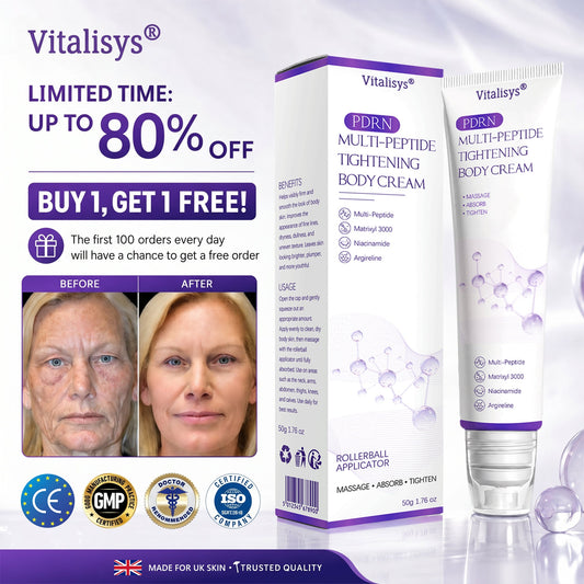 Vitalisys®🎉 PDRN Multi-Peptide Massaging Body Roller Cream- Anti-aging, Hydrating, Skin Firming & Lifting, Skin Repair, Even Tone, Acne and Dark Spot Treatment, Wart and Mole Removal, and Psoriasis Relief.
